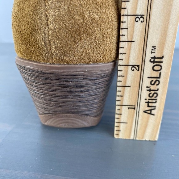 Earth Origins Odel Western Suede Ankle Boots Women Size 9 Bone Brown Chunky Heel - Picture 12 of 12